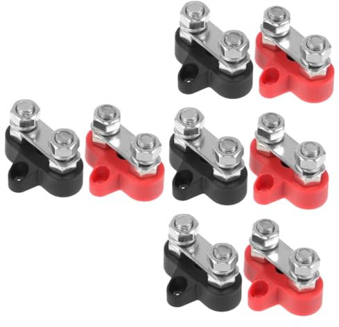 Mobestech 8 Stk Autobatterieklemmen Klemmleiste Für Anhänger Verteilerblock Terminalblock Für Boote Endstromschiene Klemmenleisten Sammelschiene Klemmenblock Verteilerklemme Edelstahl