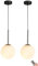 Iluminación Colgante inalámbrica con Pilas con Bombilla Recargable USB y Mando a Distancia, lámpara Colgante de Mediados de Siglo no Cableada con Pantalla de Globo de Cristal Blanco, para Cocina, is