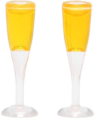 Champagne Glass Model, Miniature Dollhouse Wine Glass Toy, Suitable for Dollhouses and Miniature Environments, Adding Fun and Realism, for Decorating Mini Gardens, Windows, (pair