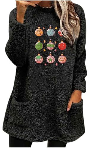 KHIRVWL Felpa Donna Senza Cappuccio Invernale Termico Felpe in Pile Peluche Felpa Maglietta a Maniche Lunghe e Girocollo Teddy Pullover Caldo Pigiama Casuale Sweater Jumper Sweatshirt Taglie Forti