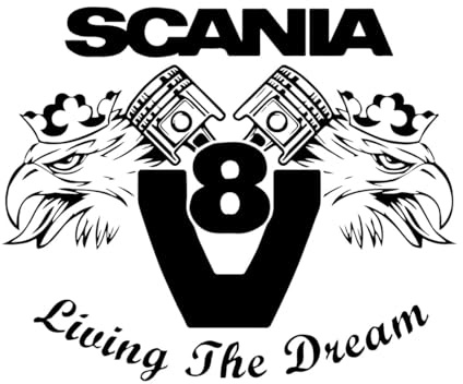 Wandaufkleber für Autos, Scania, Living the dream V8, Svempra Creatives, Vinyl, für Kinderzimmer, Teenager-Schlafzimmer-L-57x68cm-Black