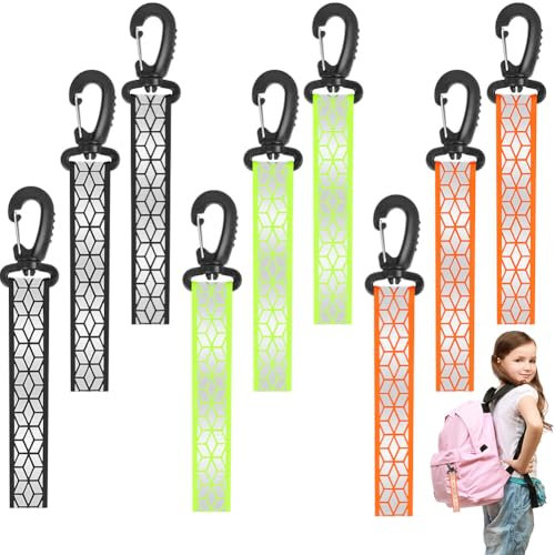 AYESY Pendentifs Réfléchissant de Sécurité,9 Pieces Pendentif Réfléchissant de Nuit pour Enfants Porte-Clés Réflecteur pour Sac à Dos, Randonnée, Jogging