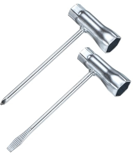 M METERXITY 1-Set Chainsaw Scrench 13mm by 19mm Steel Combination Screwdriver and Wrench Torx Slotted Screwdriver t Wrench for Spark Plug/Saws Chains/Nuts [1.4mm Thick, Silver Tone]