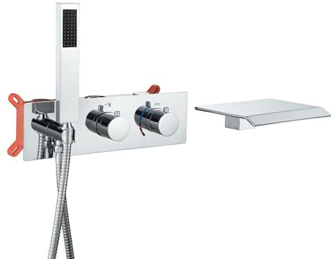 Mitigeur Baignoire Mural Cascade 200x160 Panneau 2 Manettes Robinet de Bain Douche,chromé