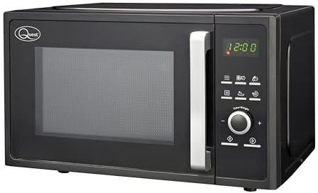 Quest 35879 23 Litre Classic Microwave / 800W Power / 60 Minute Manual Dial Timer / 5 Power Levels & Defrost Setting/Black Colour