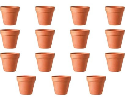 Ruikcoll Macetas de Barro Macetas de Barro, Macetas de Barro, Maceta de Terracota, Mini Maceta de Terracota con Orificio de Drenaje, Maceta Reutilizable, decoración Exterior, 15 Piezas (5,5 × 5 cm)