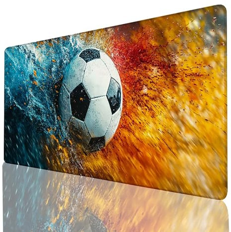 Farbe Mauspad 700x300mm, Schreibtischunterlage Fußball, XXL Mauspad Groß, wasserdichte Anti-Rutsch, Verbessert Präzision und Geschwindigkeit Desk Mat für Büro Zimmer Deko Aesthetic, Geschenk 3Y-3-9