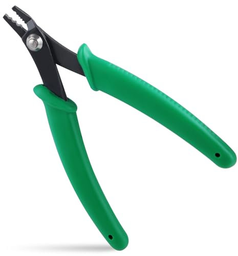 INJOYTEC Perlen-Crimpzange, Perlen-Crimpzange für 2 mm und 3 mm Perlen, Crimpzange mit gebogener Backe, 3 Kerben, Schmuck-Crimper-Zange, Mikroschlauch-Perlen, Schmuckherstellung, DIY, Basteln