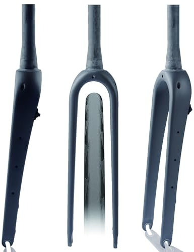 EKFCNVK 700C Carbon Fiber Rigid Fork Disc Brake Gravel Road Bikes Fork 1-1/8 Straight/Tapered Tube Quick Release Bike Front Fork(Matt black,1-1/2'' Tapered)