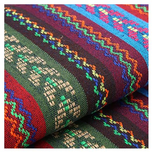 BrightGlow Baumwolle Stoff zum Nähen Ethnisches Muster Baumwollstoff Boho-Stoff Meterware Exotische Blumen Stoff Baumwoll-Leinenstoff Bunter Retro-Dekostoff Zum Nähen Kostümstoff 14# 100 X 150CM