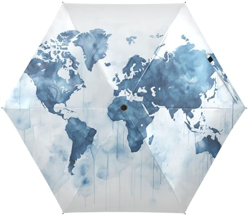 NYYYTTTEU Carte Du Monde Abstraite Parapluie de Voyage Petit Léger Compact Anti-UV Protection Solaire pour Filles