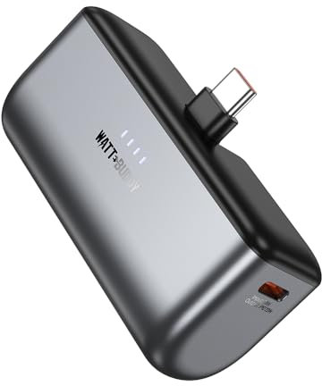 Watt Buddy Mini Power Bank 5000mAh – Lightweight Portable Charger with USB-C Fast Charging, Small Size Battery Pack for Phone, Tablet, Android, iPad, iPhone, Travel Essentials, USB Battery Charger