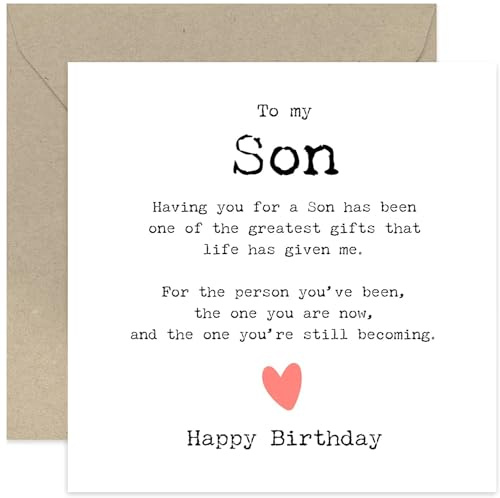 Herzliche Geburtstagskarte für Sohn – Love You From Mum Dad Parents – Greatest Gift That Life Has Given – 16., 18., 21., 30. Meilenstein-Alters-Grußkarten für Ihn – Andenken – Innenseite