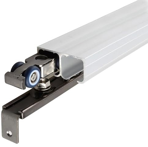 Schiebetürbeschlag schiebetür laufschiene Bypass-Schiebetürschiene Für Doppeltüren, 400 320 300 240 200 140 100 60 CM, Robuste, Unsichtbare Türgleitschiene Für Schränke/Garderoben, Mit Sanftem Schließ