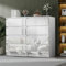 LSLIFE Weiße Kommode mit 6/8 Schubladen Hochglanz Schlafzimmerschrank Nachttisch Sideboard Stauraum Möbel für Wohnzimmer Büro Flur (8 Schubladen weiß)