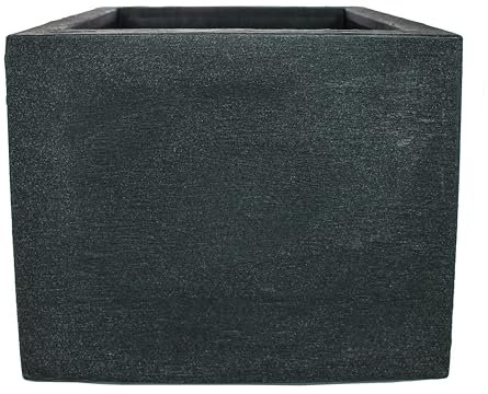 Sustania Maceta grande para exterior 50 x 50 x 40 cm, gran maceta para terraza y jardín, color: antracita, fabricado en Europa