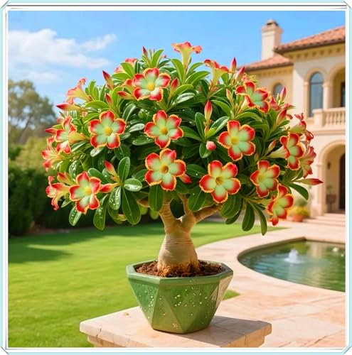 Bulbos de rosa del desierto tropical: se plantan en interiores y exteriores, con colores brillantes y fuertes efectos decorativos, fáciles de mantener para principiantes.-1bulbos-D