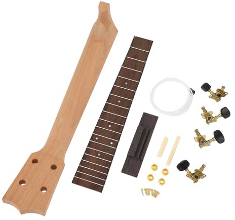 CHICIRIS 26 Zoll Ukulele Neck Kit DIY Ukulele Neck Build Kit Hand Craft Hals Rosenholz Fingerbrett Set mit OkoueMe Holz für die Handwerksaktivität
