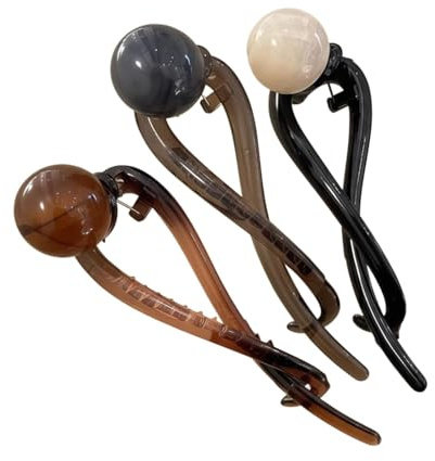 3-teiliges Vintage-Perlen-Haarspangen-Set, französische Twist-Bananen-Clips mit rutschfestem Griff für Pferdeschwanz und Brötchen, Damen-Haarschmuck