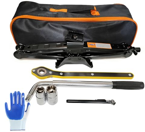 Hniuyun 2 Ton Scissor Jack and Stand Kit, 4409 lb Heavy Duty Car Lift for Sedan, SUV, MPV with Ratchet Wrench & Drill Adapter for Tire Changing