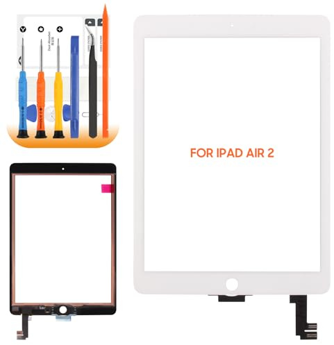 AGCUT Touchscreen für iPad Air 2 Touch Screen für iPad Air 2. Generation A1566 A1567 9,7 Zoll (24,6 cm) Digitalizer Digitalisierer Panel mit Reparatur Kit, kein LCD-Display (weiß)
