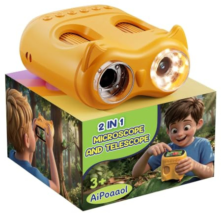 1000X Microscopio Digitale Portatile Bambini: 2 in 1 Telescopio e Ingrandimento - Idee Regalo per Bambina Maschio 3-8 8-12 Anni - Gioco Scienza e Gioco Laboratorio USB-C