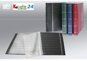 SAFE 158 - 1 Briefmarkenalbum / Einsteckbuch PREMIUM Einsteckbücher 16 SCHWARZE Seiten im DIN A4 Format - Einband mit goldfarbener Premiumprägung in ROT / WEINROT