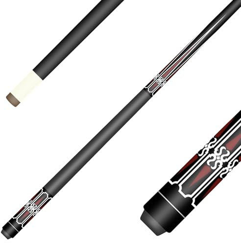 Winsport Billardqueue Black-King, Poolbillard Cue, 13‘ Klebeleder, Oberteil mit schwarzem High-Tech Fiberglas Überzug, Rutschfester Griffbereich aus Veltex