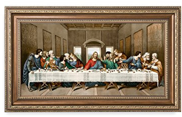 DECORARTS - Das letzte Abendmahl, Leonardo da Vinci, klassische Kunstreproduktionen. Giclée-Druck & Museumsqualität, gerahmte Kunst für Wanddekoration. 61 x 30 cm, gerahmte Größe: 73 x 43 cm