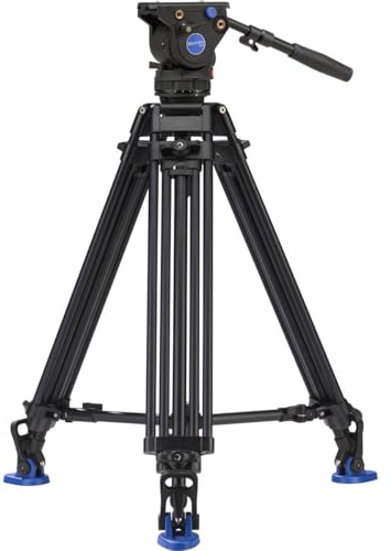 Benro Video Tripod Kit, BV4 Video Head, QR13 Plate, Mid Level Spreader, Deluxe Carry Case, Strap, Dual Spiked Feet, Removable Feet & Tools, 63' Maximum Height, 8.8 lb. Load Capacity- Black (BV4PRO)