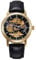 FENKOO Damen Totenkopfuhr Mechanischer Handaufzug Leder Band Armbanduhr Schwarz
