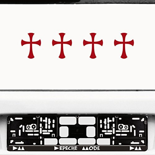 Gothic Kelten Templer Maurer Runen Aufkleber Tattoo die cut decals vinyl selbstklebende Deko Folie (8cm Templer Kreuze dunkelrot)