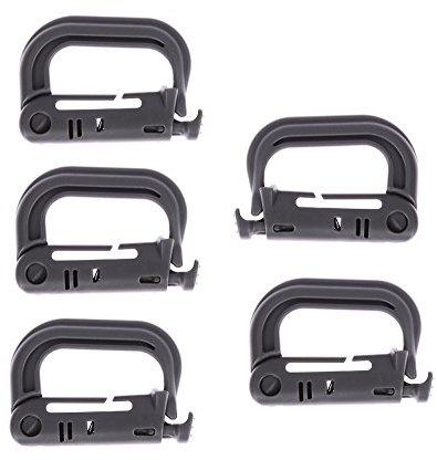 Grimloc-Molle-Karabiner, 5 Stück, D-Verschlussring, D-Ring-Clip, Karabiner, Schnalle, Schwarz