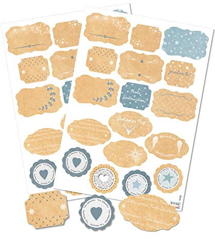 Logbuch-Verlag 34 Weihnachtsaufkleber für Namen Geschenkaufkleber 4,5-7 cm Aufkleber Weihnachten Etiketten zum Beschreiben Beschriften