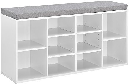 [en.casa] Scarpiera con Seduta Imbottita Panca Portascarpe con 10 Vani Mobile per Scarpe Ideale per Ingresso Camera da Letto 103x48x30 cm Bianco