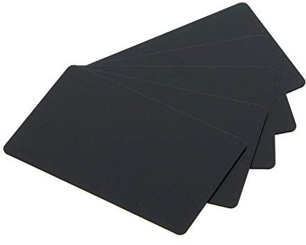 Blankokarten schwarz matt lebensmittelecht [1 Stück] Plastikkarten Blankokarten CR80 760 Mikron PVC Karten Blanko aus Plastik Standard EC-Kartenformat (CR-80)