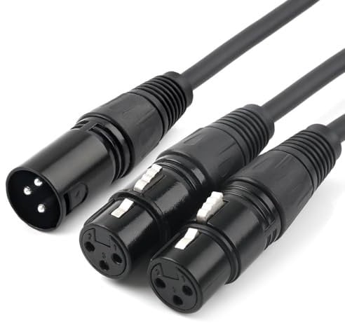 Tisino Cable XLR Y-Splitter, Doble Hembra a Macho, 3 Pines 2 Hembra a 1 Macho, 50CM