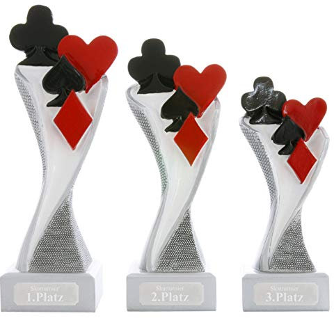 pokalspezialist Pokal M Karten Skat Doppelkopf Pokalset METZ mit Gravurplatte und Gravur