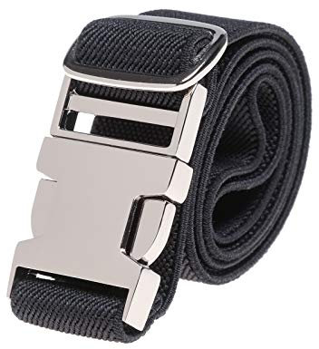 Kinder Elastische Schnalle Hose Gürtel - Verstellbarer Jungen Gürtel mit Zinklegierung Schnalle für Mädchen Einfacher Verschluss (Schwarz)