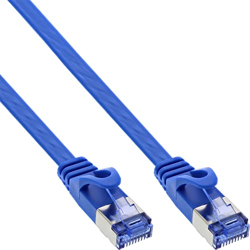 InLine 71805B Patchkabel flach, U/FTP, Cat.6A, blau, 5m