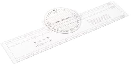 perfk Goniometro da 360 gradi Scala di coordinate Scala di disegno per addestramento aeronautico Righello Lettore di griglia di coordinate topografiche