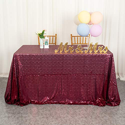 Pailletten-Tischdecke, Burgunderrot, 125 x 200 cm, für Rechteckige Tische, Glitzer-Stoff für Hochzeit, Wein, Halloween, Weihnachten, Event Party