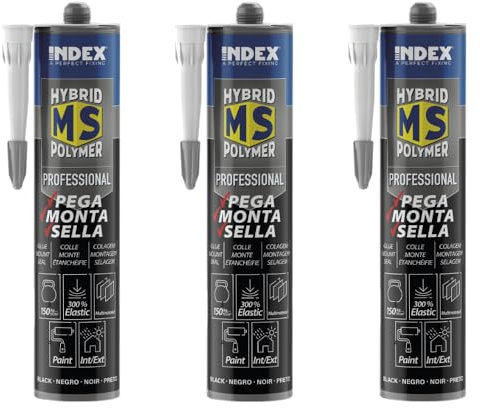 Hybrid Montagekleber 290ml | Klebstoff für Beton, Holz, Metall & Fliesen | MS Polymer Kleber | Metallkleber | PVC Kleber | wasserfest | schnellhärtend | versch. Farben (3, schwarz)