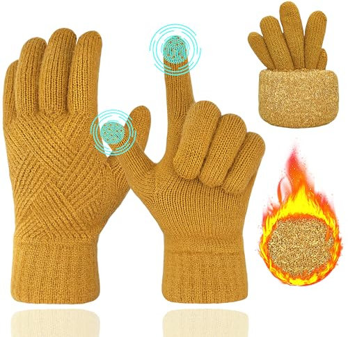 ehsbuy Winter Handschuhe Damen Touchscreen Fleece, Warme Kaschmir Dicke Strickhandschuhe Wollhandschuhe Thermohandschuhe Outdoor Sport Geschenke für Herren und Damen
