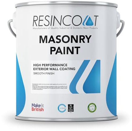 Resincoat Masonry Paint, Durable Exterior Paint for Walls & Outdoor Surfaces, Weather Resistant, Low VOC Single Pack Acrylic Resin Formula, Up to 50m2 Coverage, Smooth Matt Finish, Storm Grey, 5KG