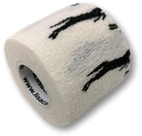 LisaCare Verbandsmaterial Pferd - 4 Rollen 5cm breit - Mullwatterolle Pferd für Haustiere & Reitsport - kohäsive, elastisch - Riesige Farb- & Motivauswahl (Pferde Weiß)