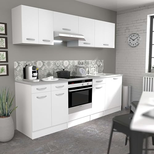 Miroytengo Módulos Individuales y Cocinas Completas en Color Blanco Mate (Cocinas Completas, Cocina 8 Muebles 240 cm Estilo 3)