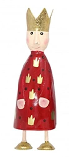 ETC putzige kleine Dekofigur König zum Stellen in weinrot und tannengrün mit goldenen Sternchen und goldenen Kronen aus Metall (weinrot dünn)