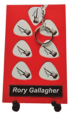Rory Gallagher Gitarre Plektrum Geschenkset | 6 Künstler Plektren | 1 Künstler Schlüsselanhänger