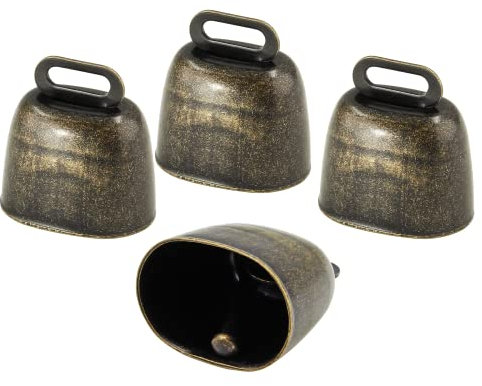 Litoexpe 4 campanas antipérdida, campanas de animales, mini campanas de pastoreo de bronce, campanas de vaca, campanas de bricolaje a granel para decoración de festivales de Navidad